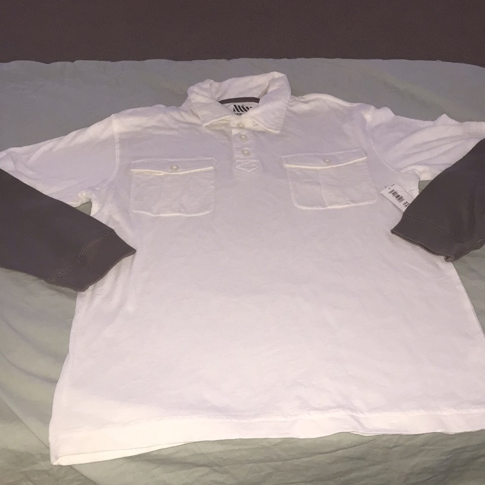 New grey/beige oldnavy boys long sleeve polo shirt